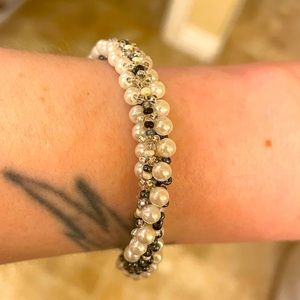 Bracelet Beaded Small White Blue